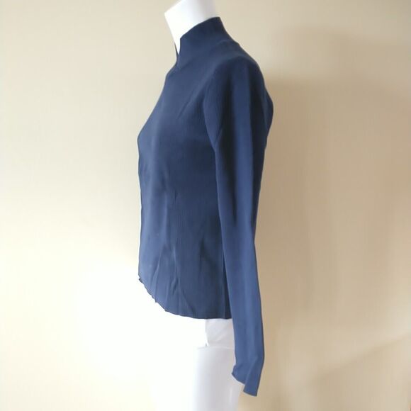 Coldwater Creek Top Sweater Womens M Blue Silk Blend Knit Mock Neck Long Sleeve - Picture 4 of 9